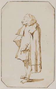 Karikatur eines stehenden Mannes in einem Umhang von Giovanni Battista Tiepolo