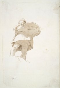 Männliche Figur, die ein Tablett trägt, von unten gesehen von Giovanni Battista Tiepolo
