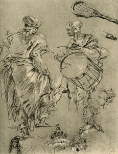 Mann von hinten gesehen, ein Trommler und kleine Studien, 1751-1752, 1928