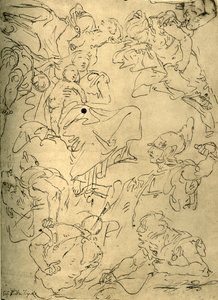 Studien für eine Madonna mit Kind und Engeln, Mitte 18. Jahrhundert, 1928 von Giovanni Battista Tiepolo