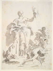 Studie für das Fresko Industrie triumphiert über Müßiggang, in der Villa Lochi al Biron von Giovanni Battista Tiepolo
