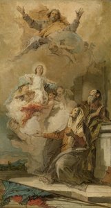 Die Unbefleckte Empfängnis (Joachim und Anna empfangen die Jungfrau Maria von Gott dem Vater) von Giovanni Battista Tiepolo