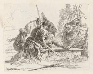 Zwei Soldaten und zwei Frauen, aus Vari capricci (Verschiedene Capriccios) von Giovanni Battista Tiepolo
