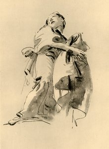 Frau, die sich nach rechts beugt, aber nach oben schaut von Giovanni Battista Tiepolo