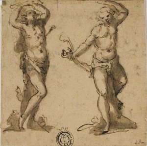 Zwei Skizzen des heiligen Sebastian von Giovanni Battista Trotti
