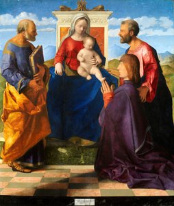 Madonna und Kind auf dem Thron mit Heiligen und Stifter