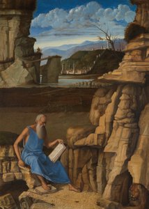 Der heilige Hieronymus liest in einer Landschaft, um 1480-5 von Giovanni Bellini