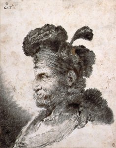 Kopf eines Orientalen im Profil nach links von Giovanni Benedetto Castiglione