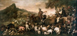 Das hebräische Volk auf dem Weg ins Gelobte Land. Gemälde von Giovanni Benedetto Castiglione genannt Il Grechetto (1610-1665) 17. Jahrhundert. Mailand, Pinacoteca di Brera