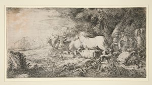 Tiere betreten die Arche Noahs von Giovanni Benedetto Castiglione