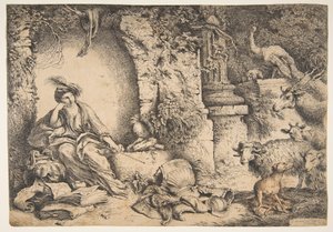 Circe mit den Gefährten des Odysseus, die in Tiere verwandelt wurden, 1650-51