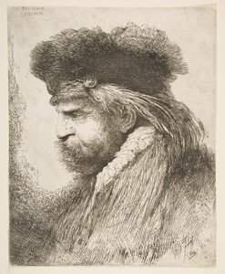 Kopf eines alten Mannes nach links, aus der Serie der großen orientalischen Köpfe, ca. 1645-50 von Giovanni Benedetto Castiglione