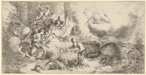 Geburt Christi mit Gott dem Vater und Engeln, ca. 1647-50 von Giovanni Benedetto Castiglione