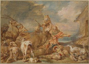 Noah führt die Tiere in die Arche