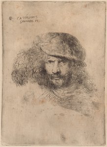Selbstporträt(?), mit Federhut ["Porträt von Bernini"] von Giovanni Benedetto Castiglione