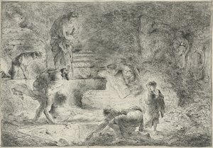 Tobit begräbt die Toten, ca. 1647-51 von Giovanni Benedetto Castiglione