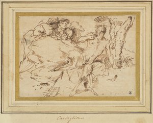 Zwei Nymphen und ein Satyr von Giovanni Benedetto Castiglione