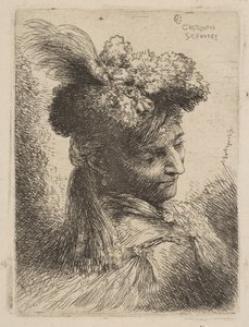 Junger Mann mit Pelzkopfbedeckung und Feder, ca. 1645-50