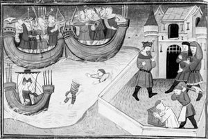 Dekameron, Gerbino entert das Schiff der Tochter des Königs von Tunis; Gerbino wird enthauptet. Vierter Tag, Novelle 4. von Giovanni Boccaccio