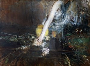 Arm mit Blumenvase, ca. 1910, von Giovanni Boldini, Öl auf Leinwand, Italien, 20. Jahrhundert von Giovanni Boldini