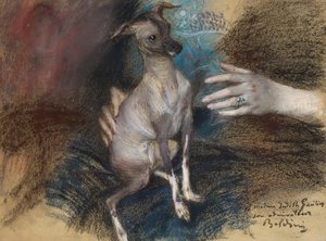 Elegante Dame mit einem Hund von Giovanni Boldini