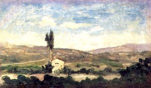 Landschaft mit Pappel
