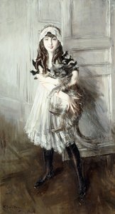 Porträt von Josefina Errazuriz mit einer Katze, 1910 von Giovanni Boldini