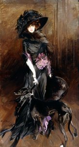 Porträt der Marchesa Luisa Casati mit einem Windhund, 1908