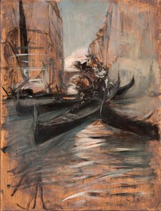 Ansicht eines Kanals in Venedig mit Gondeln