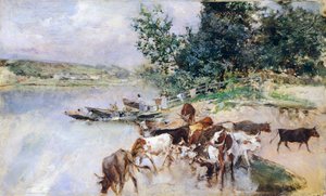 Viehtränke an der Seine von Giovanni Boldini