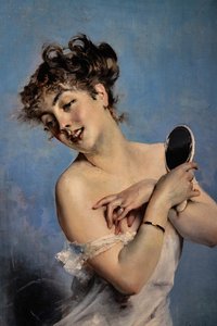 Junge Frau im Négligé (Detail) von Giovanni Boldini
