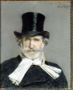 Porträt von Giuseppe Verdi im Jahr 1886. Zeichnung von Giuseppe Boldini (1842-1931). Rom, Galleria D