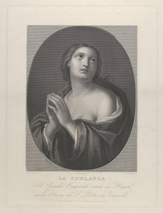 Weibliche Personifikation der Hoffnung, die mit zusammengelegten Händen nach oben schaut, ca. 1835-81 von Giovanni Buonafede