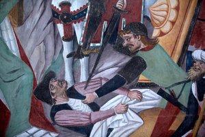 Zyklus der Passion: die Kreuzigung (Detail) (Fresko) von Giovanni Canavesio