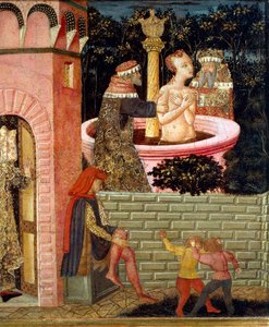 Geschichten von Susanne, um 1450, Vorderseite einer bemalten Truhe (Detail) von Giovanni Di Ser Giovanni Lo Scheggia Guidi