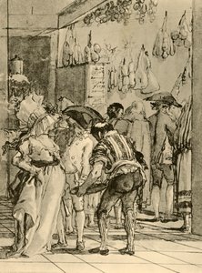 Ein Laden mit geräucherten Waren von Giovanni Domenico Tiepolo