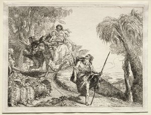 Flucht nach Ägypten: Die Heilige Familie und die Schafherde von Giovanni Domenico Tiepolo