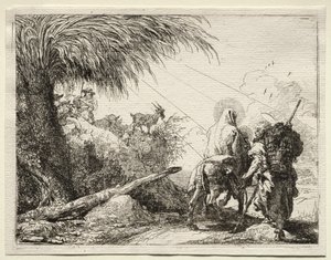 Flucht nach Ägypten: Die Heilige Familie und der Palmbaum von Giovanni Domenico Tiepolo