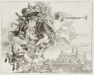 Frontispiz: Die Waffen von Carl Philipp von Greiffenklau von einem Engel getragen, aus Die Flucht nach Ägypten von Giovanni Domenico Tiepolo