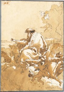 Gottvater auf Wolken sitzend, umgeben von Engeln und Putti von Giovanni Domenico Tiepolo