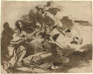 Gottvater und Engel, die Madonna und Kind anbeten [recto] von Giovanni Domenico Tiepolo