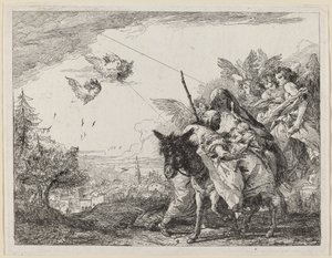 Joseph, stehend, betet das Kind an von Giovanni Domenico Tiepolo