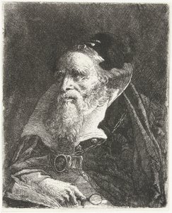 Alter Mann mit Buch und Lupe (Sammlung von Köpfen) von Giovanni Domenico Tiepolo
