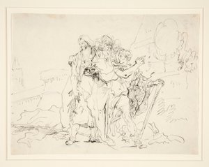Priamos und Gefährten vor den Mauern von Troja von Giovanni Domenico Tiepolo