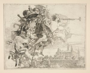 Die Waffen von Carl Phillipp von Greiffenklau, aus der Serie Idee pittoresche sopra la fuga in Egitto (Flucht nach Ägypten) von Giovanni Domenico Tiepolo