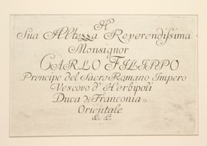 Die Widmung, aus der Serie Idee pittoresche sopra la fuga in Egitto (Flucht nach Ägypten) von Giovanni Domenico Tiepolo