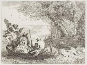 Die Heilige Familie überquert den See im Boot, Platte siebzehn aus Die Flucht nach Ägypten von Giovanni Domenico Tiepolo