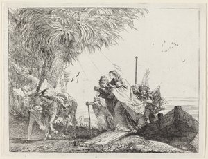 Die Heilige Familie geht an Land von Giovanni Domenico Tiepolo