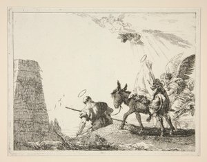 Die Heilige Familie passiert eine Pyramide von Giovanni Domenico Tiepolo