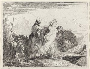 Die Heilige Familie bereitet sich auf die Einschiffung vor von Giovanni Domenico Tiepolo